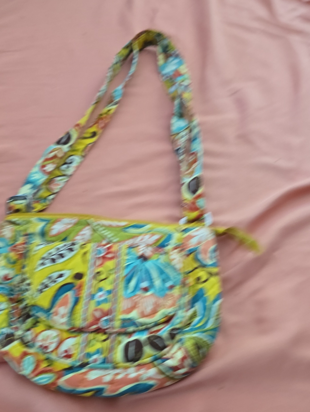 Colorful Floral Quilted Shoulder Bag - Yellow & Blue